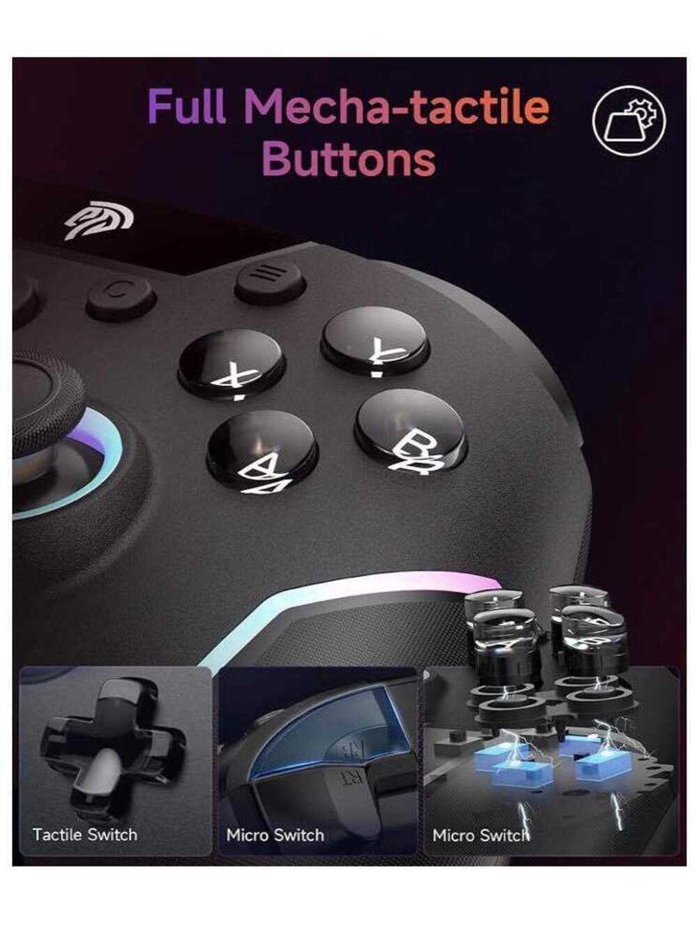 Wireless Controller for PC/Switch/Android/iOS, 1000Hz, RGB - New in Box - Picture 5 of 9